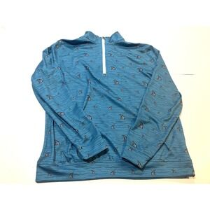 Waggle Golf Jacket Mens Large Blue Shark Nature 1/4 Quarter Zip Stretch Logo